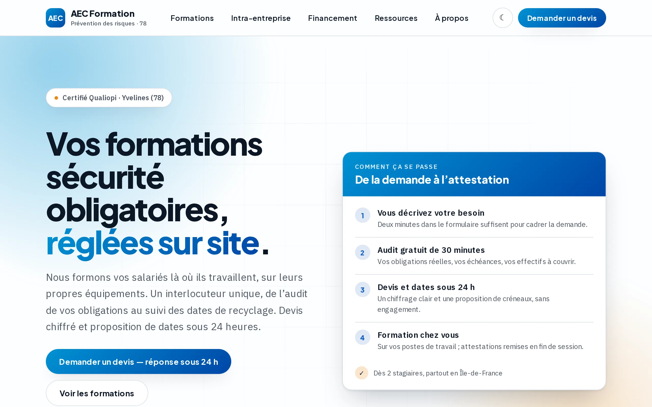 Capture du site AEC Formation